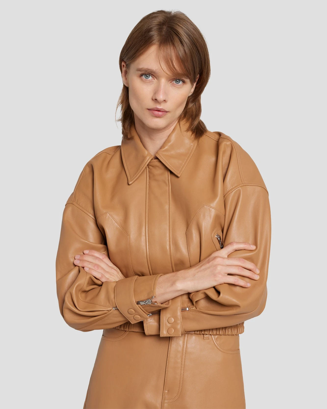 7 For All Mankind Leather Moto Jacket In Brown Sugar 3 7 For All Mankind Leather Moto Jacket In Brown Sugar