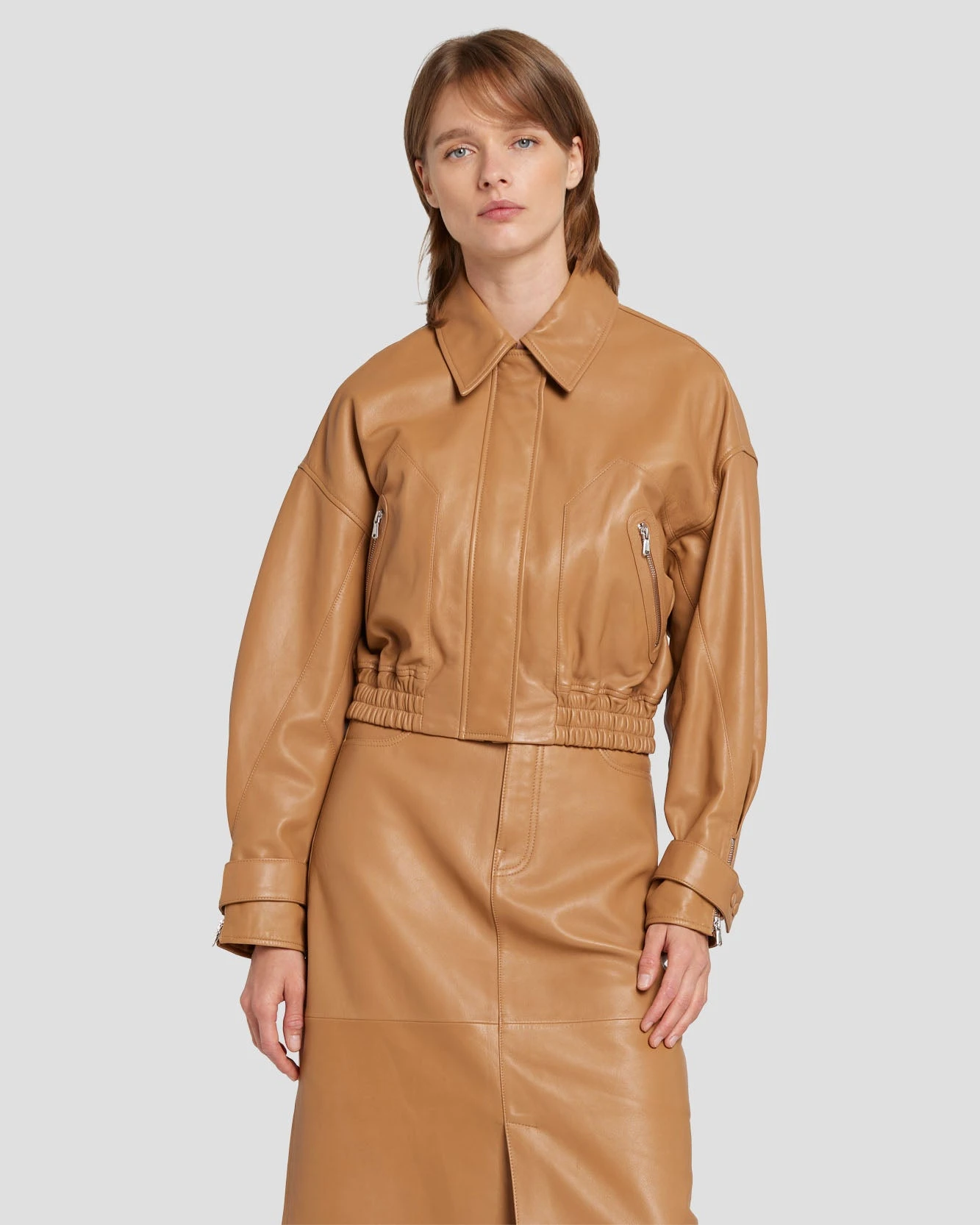 7 For All Mankind Leather Moto Jacket In Brown Sugar 4 7 For All Mankind Leather Moto Jacket In Brown Sugar - Image 2