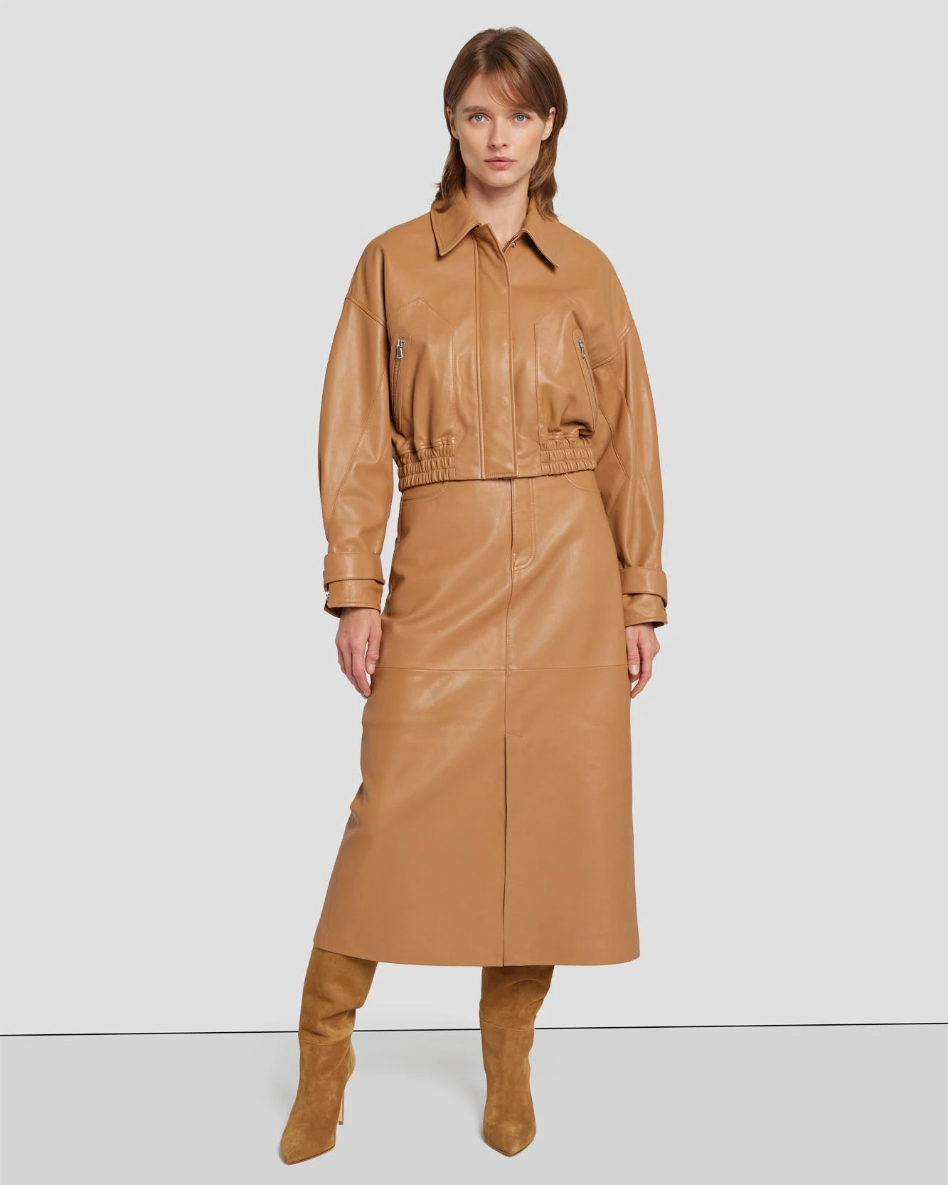 7 For All Mankind Leather Moto Jacket In Brown Sugar 8 7 For All Mankind Leather Moto Jacket In Brown Sugar - Image 6