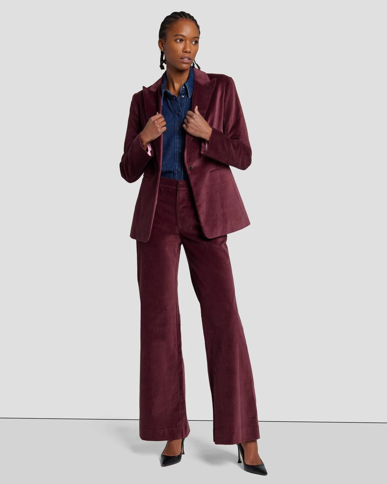 7 For All Mankind Velvet Blazer In Winetasting 4 7 For All Mankind Velvet Blazer In Winetasting - Image 2