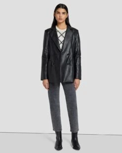 7 For All Mankind Faux Leather Wrap Blazer In Black 13 7 For All Mankind Faux Leather Wrap Blazer In Black -7 For All Mankind Shop 7N948F06 BLK 6