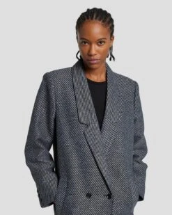 7 For All Mankind Striped Two Tone Coat In Grey -7 For All Mankind Shop 7N951F43 TTG 3