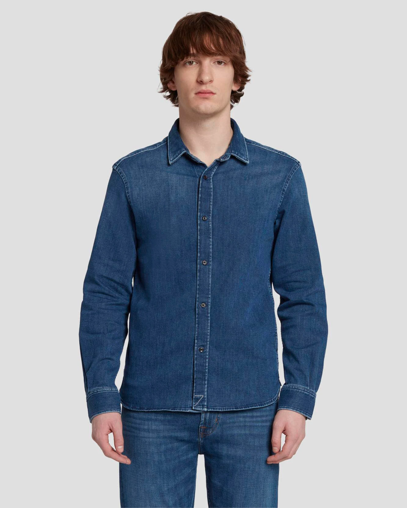 7 For All Mankind Left Hand Denim Shirt In Evasion 3 7 For All Mankind Left Hand Denim Shirt In Evasion