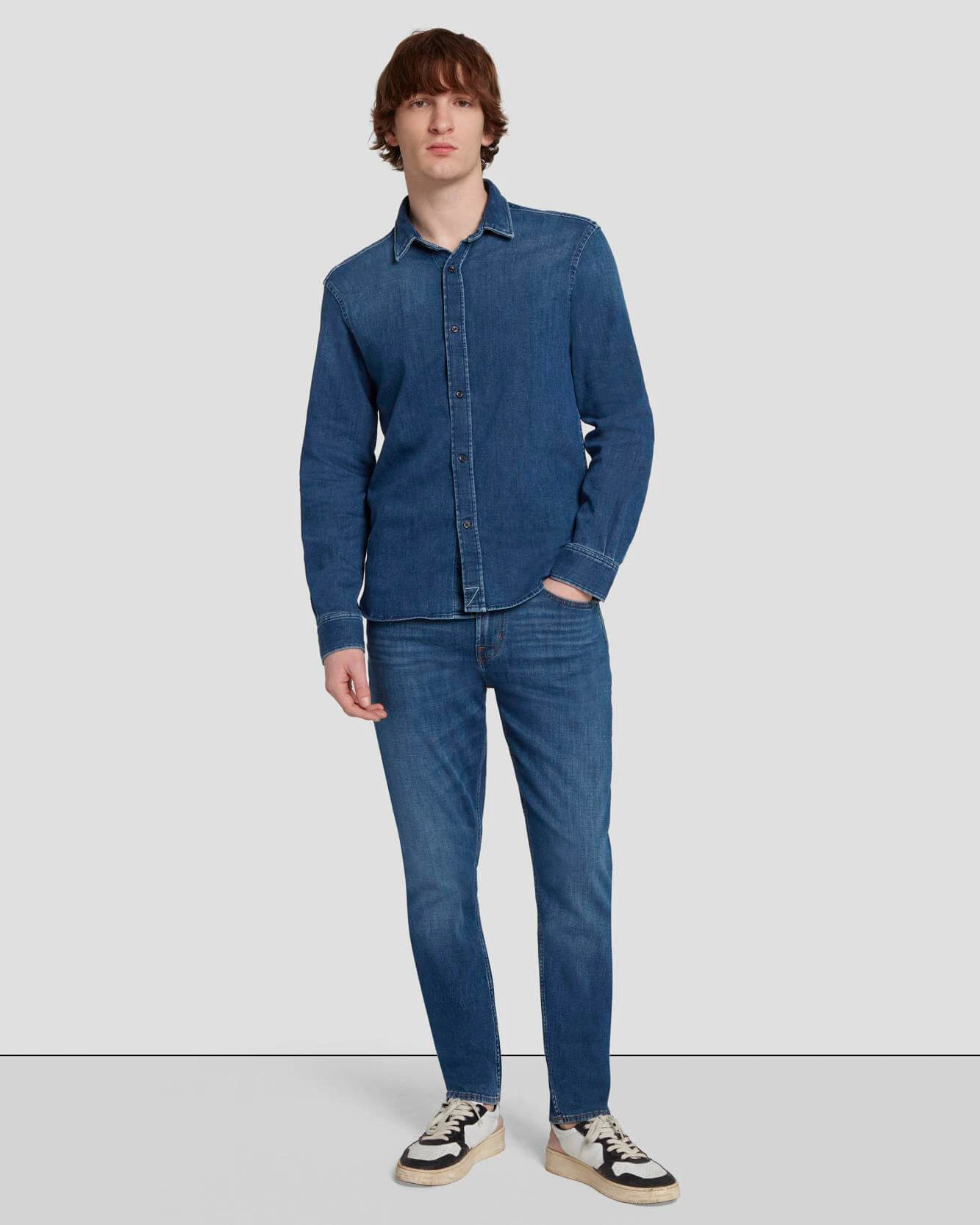 7 For All Mankind Left Hand Denim Shirt In Evasion 4 7 For All Mankind Left Hand Denim Shirt In Evasion - Image 2