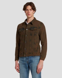 7 For All Mankind Perfect Trucker Jacket In Figure Out -7 For All Mankind Shop 7T924C10 FGO 6