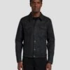 7 For All Mankind Perfect Trucker Jacket In Coated Black