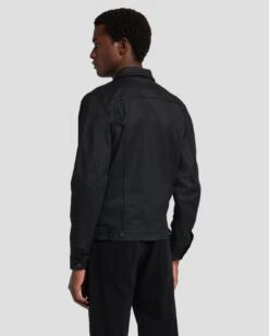 7 For All Mankind Perfect Trucker Jacket In Coated Black 11 7 For All Mankind Perfect Trucker Jacket In Coated Black -7 For All Mankind Shop 7T924C90 BLK 4