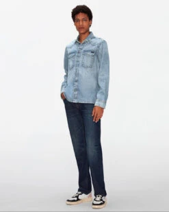 7 For All Mankind Western Shirt In Waterfall -7 For All Mankind Shop 7T925C21 XWA 3