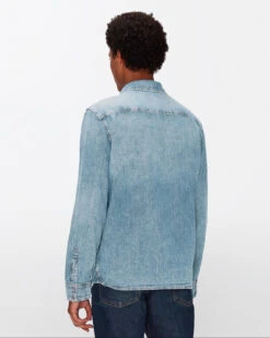 7 For All Mankind Western Shirt In Waterfall -7 For All Mankind Shop 7T925C21 XWA 4