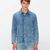 7 For All Mankind Workwear Overshirt In Vintage Blue -7 For All Mankind Shop 7T927066 XVB 1