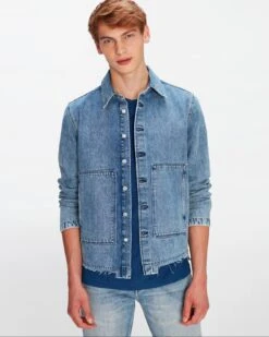 7 For All Mankind Workwear Overshirt In Vintage Blue 8 7 For All Mankind Workwear Overshirt In Vintage Blue -7 For All Mankind Shop 7T927066 XVB 3