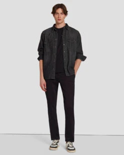 7 For All Mankind Luxe Performance Slimmy Tapered Chino In Black