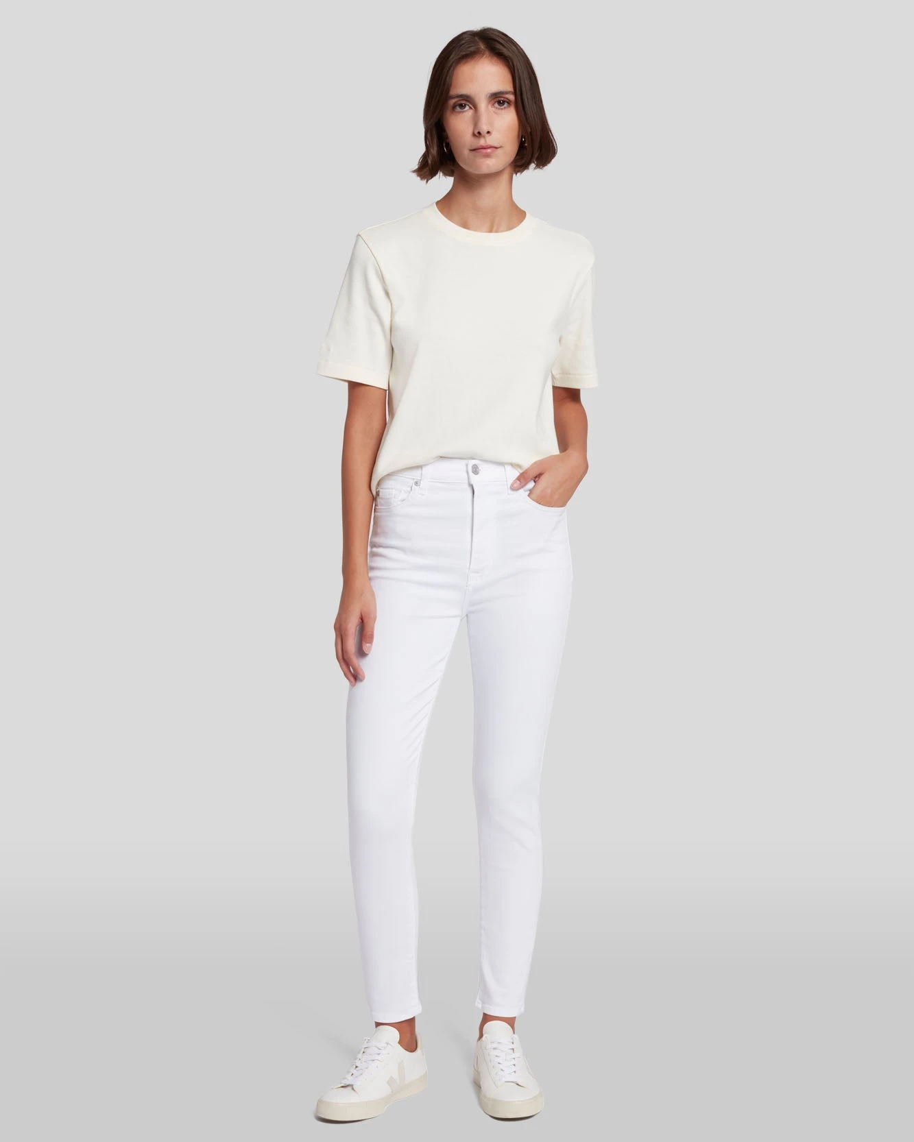 7 For All Mankind Slim Illusion High Waist Ankle Skinny In Luxe White 3 7 For All Mankind Slim Illusion High Waist Ankle Skinny In Luxe White