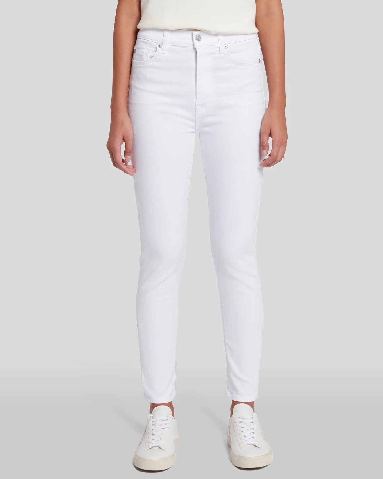 7 For All Mankind Slim Illusion High Waist Ankle Skinny In Luxe White 4 7 For All Mankind Slim Illusion High Waist Ankle Skinny In Luxe White - Image 2