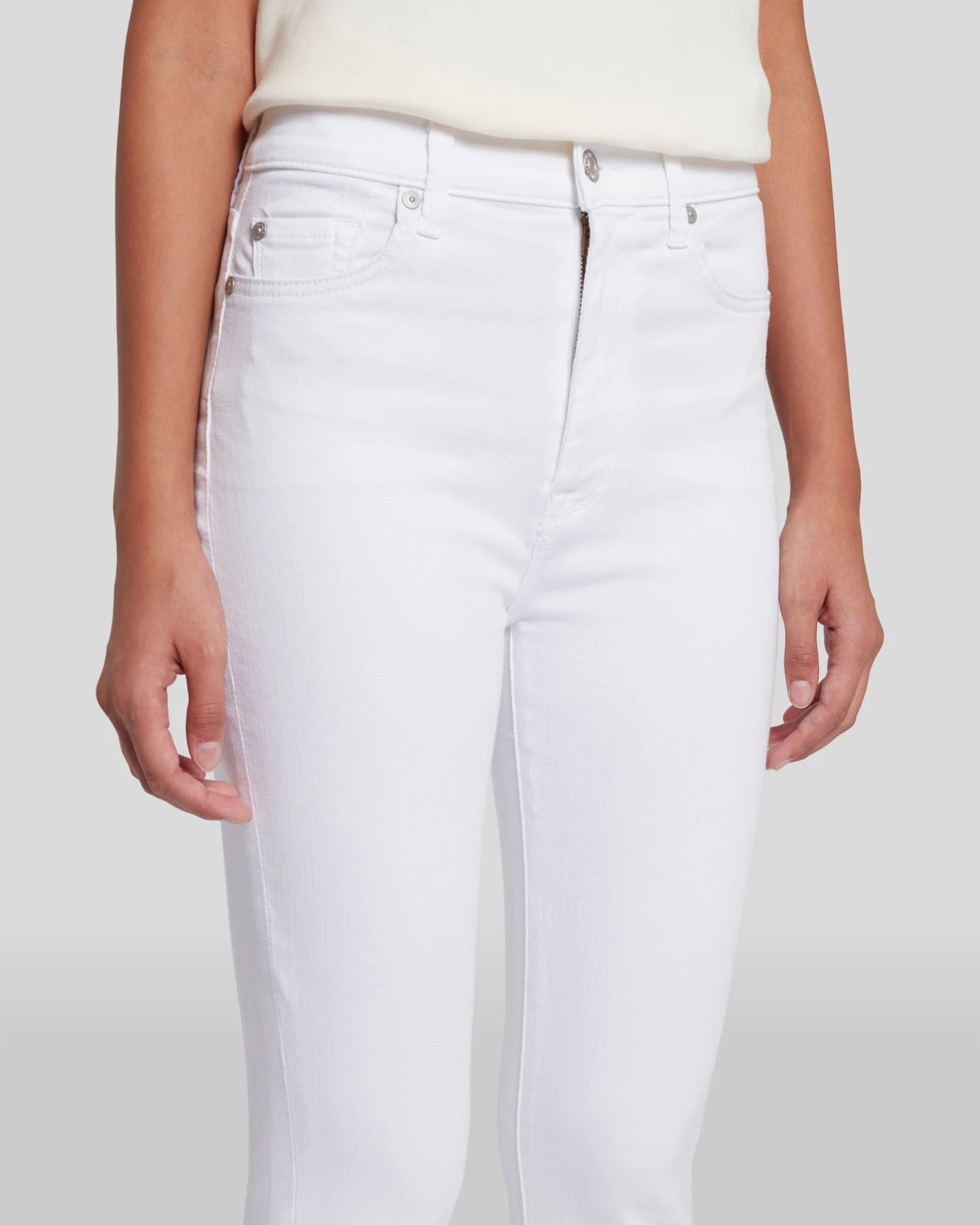 7 For All Mankind Slim Illusion High Waist Ankle Skinny In Luxe White 5 7 For All Mankind Slim Illusion High Waist Ankle Skinny In Luxe White - Image 3