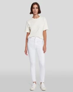 7 For All Mankind Slim Illusion High Waist Ankle Skinny In Luxe White 13 7 For All Mankind Slim Illusion High Waist Ankle Skinny In Luxe White -7 For All Mankind Shop 7U001399 SMW 6