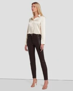 7 For All Mankind High Waist Ankle Skinny In Coated Chocolate -7 For All Mankind Shop 7U001752 CHO 3