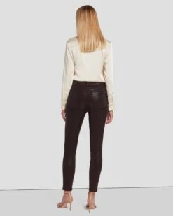 7 For All Mankind High Waist Ankle Skinny In Coated Chocolate -7 For All Mankind Shop 7U001752 CHO 4