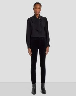 7 For All Mankind Velvet High Waist Ankle Skinny In Black -7 For All Mankind Shop 7U001V65 BLK 1