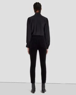 7 For All Mankind Velvet High Waist Ankle Skinny In Black -7 For All Mankind Shop 7U001V65 BLK 4