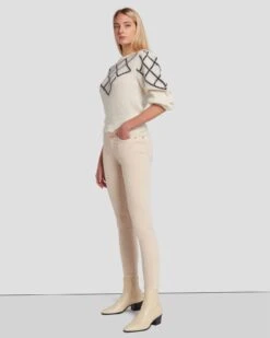 7 For All Mankind Velvet High Waist Ankle Skinny In Tapioca -7 For All Mankind Shop 7U001V65 TAP 6