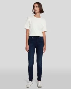 7 For All Mankind Slim Illusion High Waist Skinny In Twilight Blue -7 For All Mankind Shop 7U003467 TWB 6