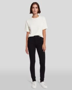 7 For All Mankind Slim Illusion Luxe High Waist Skinny In Black