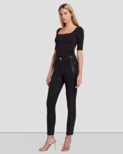 7 For All Mankind B(air) High Waist Ankle Skinny In Coated Black -7 For All Mankind Shop 7U040C43 BBT 6