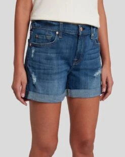 7 For All Mankind Broken Twill Mid Roll Short In Vanity Destroy -7 For All Mankind Shop 7U21067 BTL 3