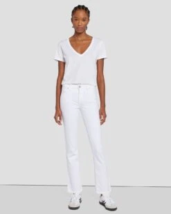 7 For All Mankind Kimmie Cropped Straight In Clean White -7 For All Mankind Shop 7U306189 CLW 6