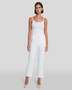 7 For All Mankind Slim Illusion High Waist Slim Kick In Luxe White