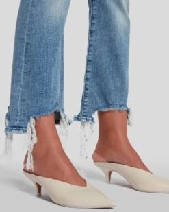 7 For All Mankind High Waist Slim Kick With Long Side Hem And Destroy In Sloane Vintage -7 For All Mankind Shop 7U352594 SVH 3