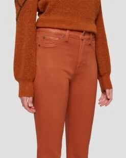 7 For All Mankind High Waist Slim Kick In Coated Ginger -7 For All Mankind Shop 7U352752 CCC 3