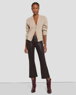 7 For All Mankind High Waist Slim Kick In Coated Chocolate -7 For All Mankind Shop 7U352752 CHO 6