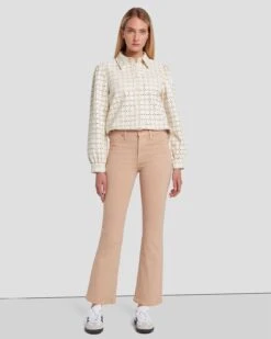 7 For All Mankind High Waist Slim Kick In Coated Camel