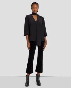 7 For All Mankind Velvet High Waist Slim Kick In Black -7 For All Mankind Shop 7U352V65 BLK 6