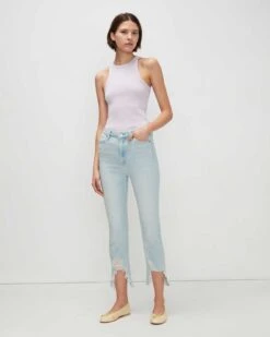 7 For All Mankind Luxe Vintage High Waist Slim Kick In Sun Blue