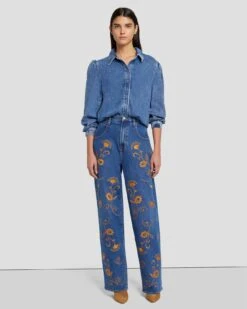 7 For All Mankind The Jennifer 90s Baggy Jean In Explorer -7 For All Mankind Shop 7U422C10 EP1 6