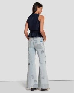 7 For All Mankind Tailorless Low Rise Flare In Iris Patchwork -7 For All Mankind Shop 7U522555 IPH 4