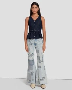 7 For All Mankind Tailorless Low Rise Flare In Iris Patchwork -7 For All Mankind Shop 7U522555 IPH 6
