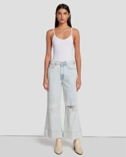 7 For All Mankind Ultra High Rise Cropped Jo In Rainy Blue
