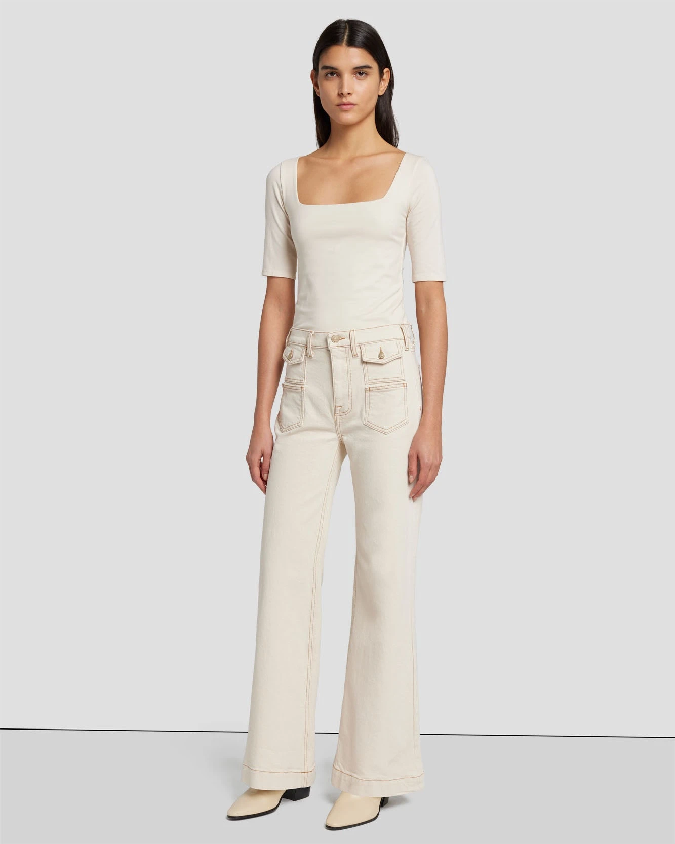 7 For All Mankind Modern Dojo In Ecru 3 7 For All Mankind Modern Dojo In Ecru