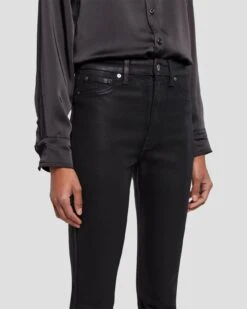 7 For All Mankind Tailorless Ultra High Rise Skinny Boot In Coated Black -7 For All Mankind Shop 7U633752 CBA 3