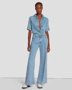 7 For All Mankind Tailorless Denim Lustre Modern Dojo In Volcan Blue -7 For All Mankind Shop 7U638C86 VCB 6