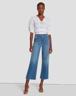 7 For All Mankind Cropped Alexa In Sapphire Blue -7 For All Mankind Shop 7U641C18 SA2 1