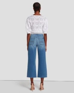 7 For All Mankind Cropped Alexa In Sapphire Blue -7 For All Mankind Shop 7U641C18 SA2 4