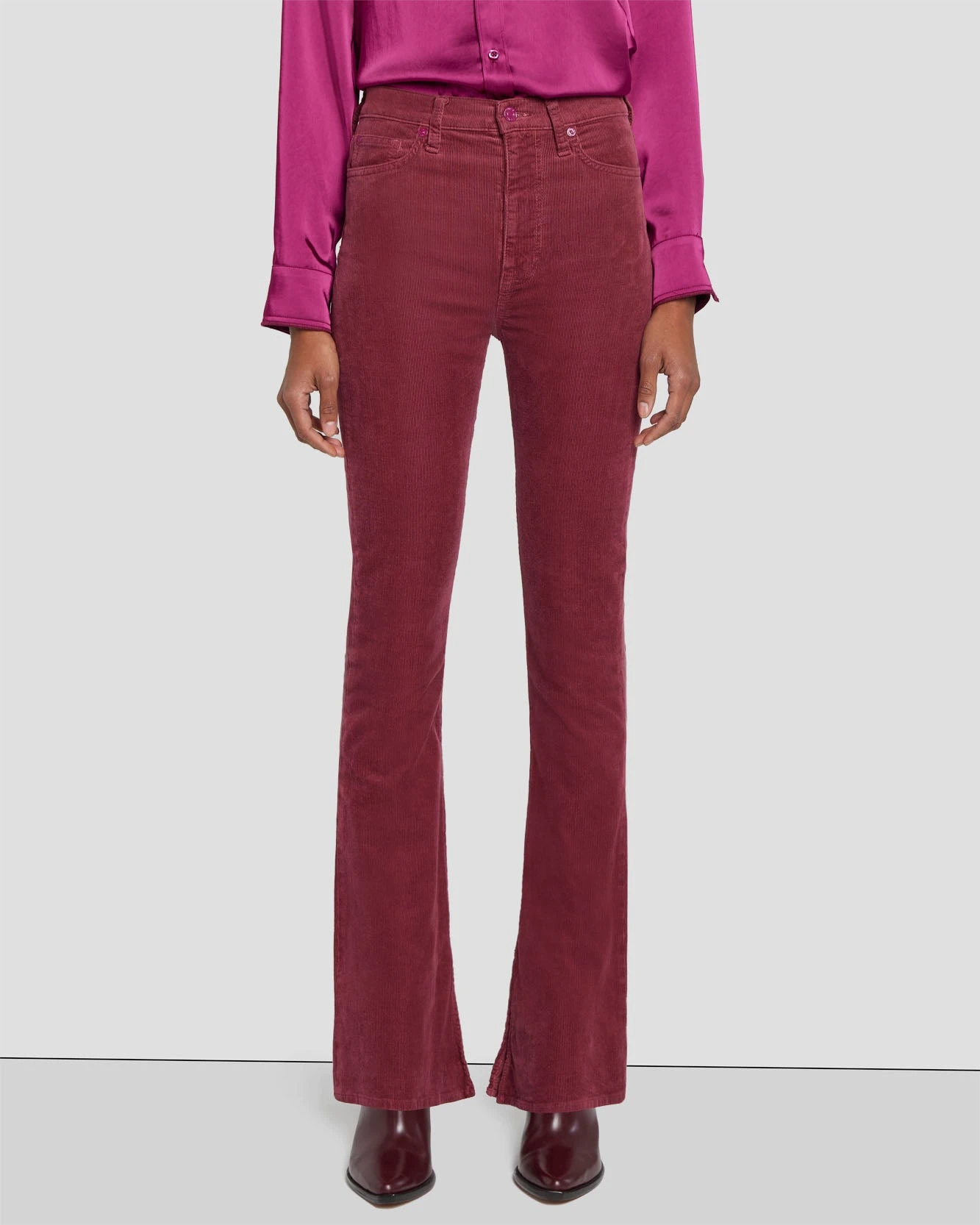 7 For All Mankind Tailorless Corduroy UHR Skinny Boot In Burgundy 4 7 For All Mankind Tailorless Corduroy UHR Skinny Boot In Burgundy - Image 2