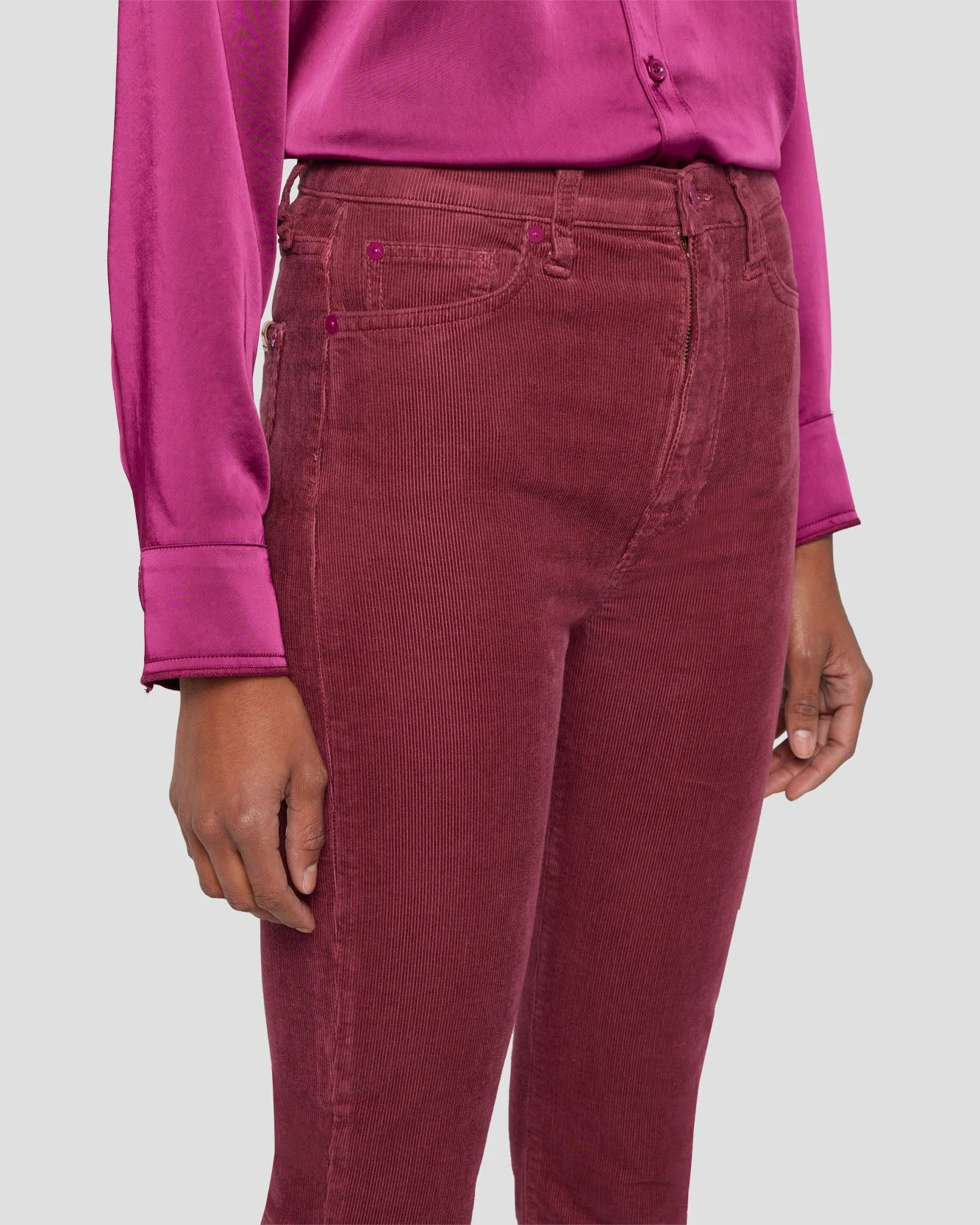 7 For All Mankind Tailorless Corduroy UHR Skinny Boot In Burgundy 5 7 For All Mankind Tailorless Corduroy UHR Skinny Boot In Burgundy - Image 3