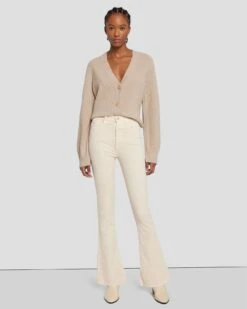 7 For All Mankind Tailorless Corduroy UHR Skinny Boot In Tapioca