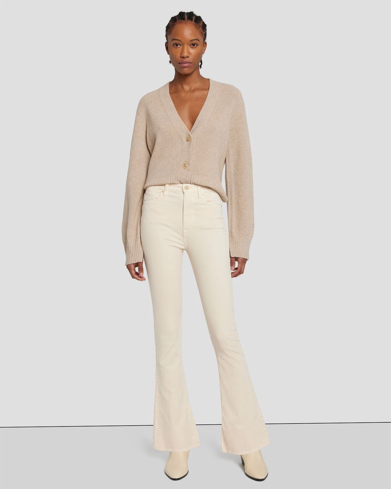 7 For All Mankind Tailorless Corduroy UHR Skinny Boot In Tapioca 3 7 For All Mankind Tailorless Corduroy UHR Skinny Boot In Tapioca